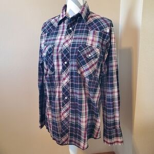 Wrangler long sleeve shirt with pearl snap buttons mens or women's